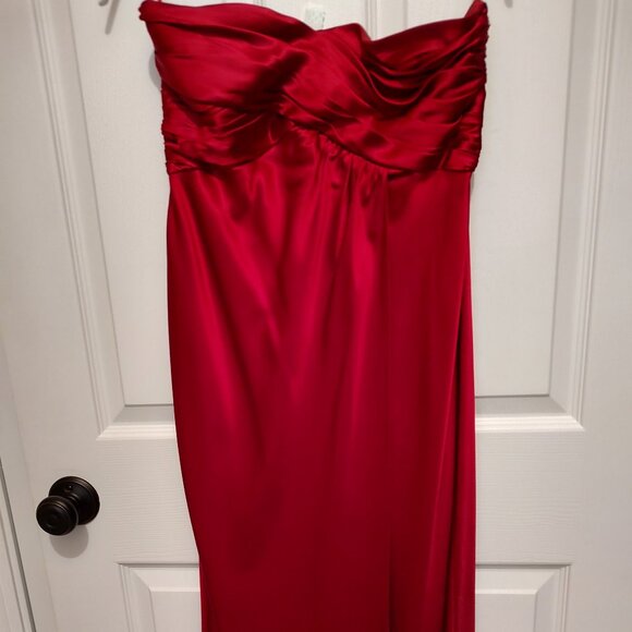 BANANA REPUBLIC 100% SILK DRESS STRAPLESS RUCHED BODICE EMPIRE WAIST FAUX WRAP 8 - Picture 5 of 10